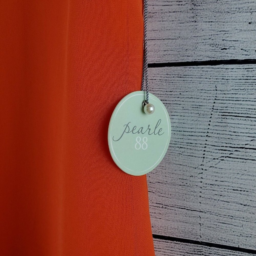 Pearle 88 Orange Pleated Mini Scoopback Mini Dress PR1023 USA Sz S NWT - Picture 5 of 5